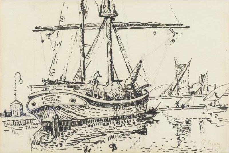 Paul Signac Docked Ship oil painting image